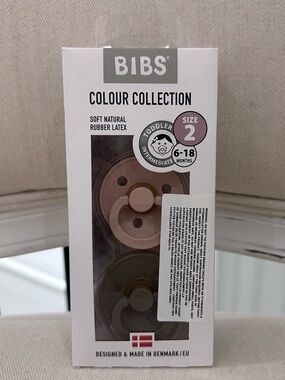 Size 2 Bibs Baby Colour Pacifiers 2 Pack - Dark Oak/Blush Made in Denmark 🇩🇰 NWT